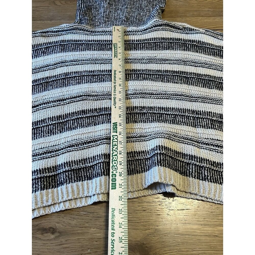 Linda Anderson Poncho Women's OS Striped Fringe Sweater Boho Western Aztec - Picture 6 of 10